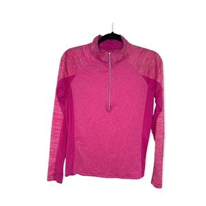 DANSKIN NOW Pink Semi Fitted 1/4 Zip Performance Pullover with Thumb Holes M